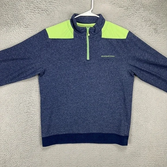 Vineyard Vines Pullover Sweatshirt Mens Medium Blue Green Quarter Zip Sweater
